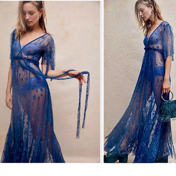 SOLD!! NWT Free People Sascha Sequin Maxi Dress with Original Included Slip (4) - Picture 5 of 12